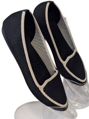 Kelly & Katie Black & Cream Knit Ballet Flats | Comfortable Slip-On